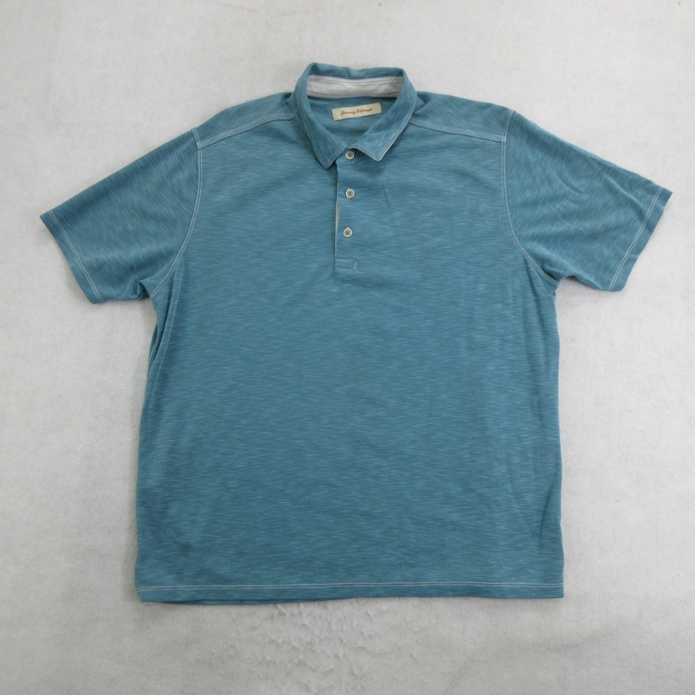 Tommy Bahama Mens Polo Shirt XL Blue Short Sleeve Modal Blend